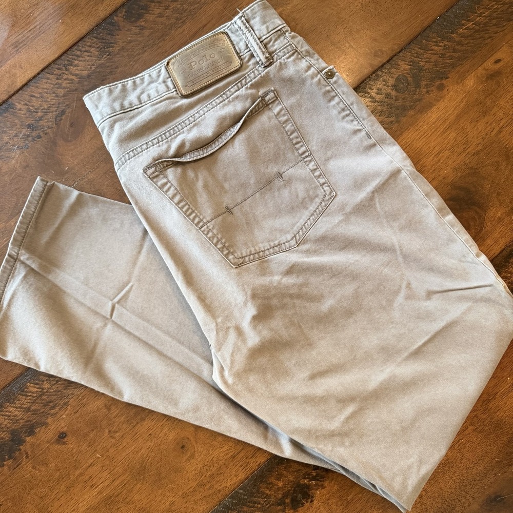 Polo Ralph Lauren Jeans Mens 36x32 Brown Varick Slim Straight Zip Fly Denim